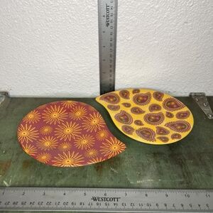 Set of PartyLite Candle Plates Groovy Teardrop Retro Paisley
